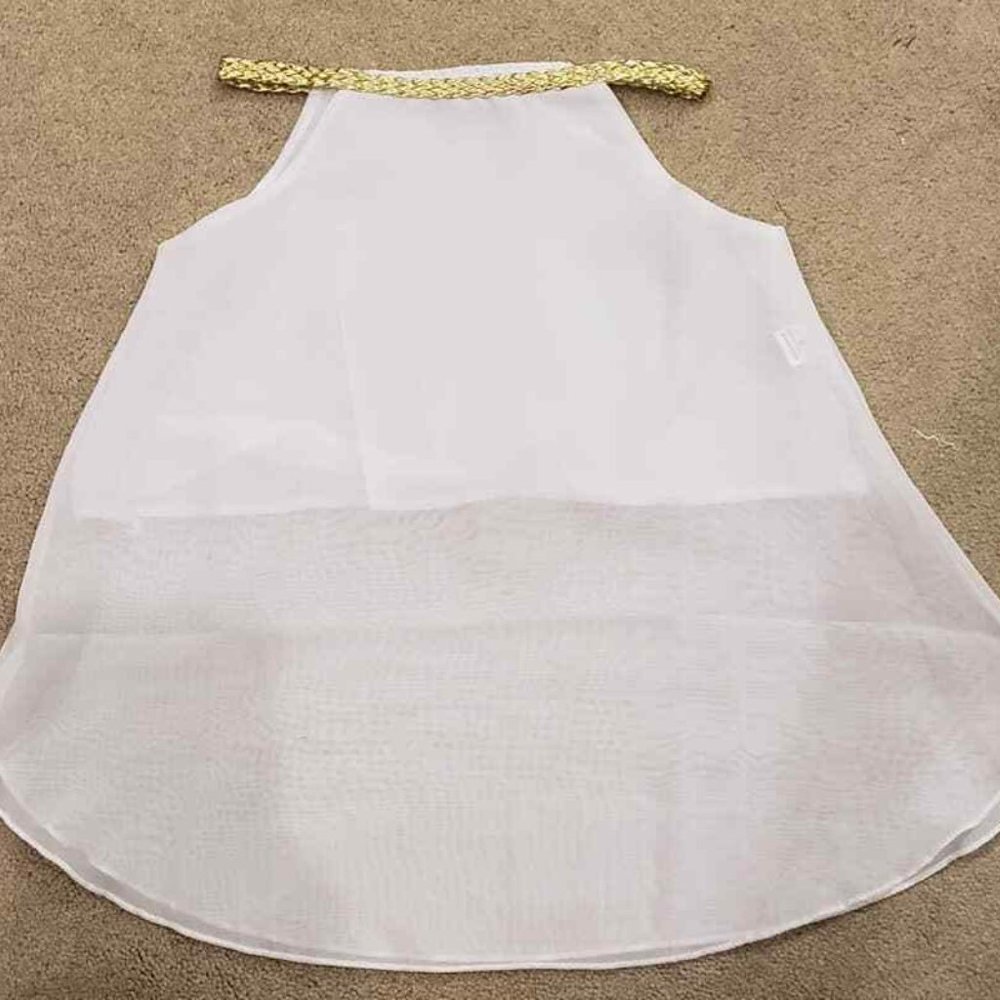 Girls SZ 2 White TOP w/ Gold Braided Neckline Sleeveless / NEW - Picture 8 of 10